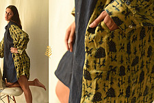 Modal Silk Ajrakh Prints & Denim Dress / Long Shirt