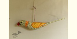 Pattachitra Painted| Paper Mache Hanging Bird ~ Light Green Parrot
