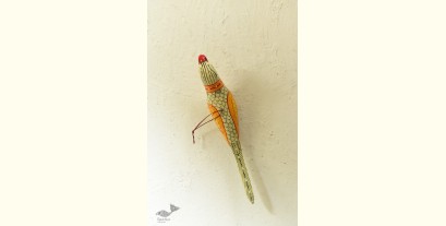 Pattachitra Painted| Paper Mache Hanging Bird ~ Light Green Parrot