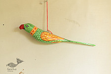 Pattachitra | Hand Painted - Paper Mache Hanging Bird ~ Mithu