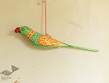 Pattachitra | Hand Painted - Paper Mache Hanging Bird ~ Mithu