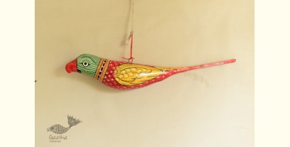 Pattachitra Hand Painted | Paper Mache Hanging Bird ~ Parrot