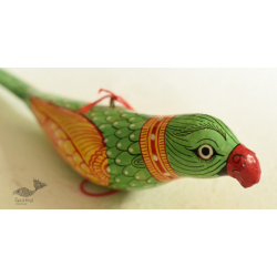 Pattachitra | Hand Painted - Paper Mache Hanging Bird ~ Mithu