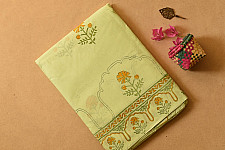 Indigenous Impressions ❣ Bagru Block Printed Cotton Saree - Light Green