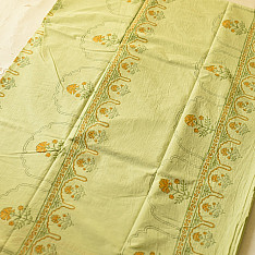 Indigenous Impressions ❣ Bagru Block Printed Cotton Saree - Light Green