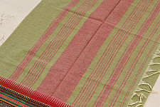 Sadaa . सदा ✡ Begampuri Cotton Saree With Woven Border - Light Green