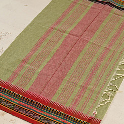 Sadaa . सदा ✡ Begampuri Cotton Saree With Woven Border - Light Green