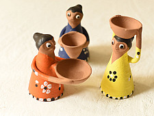 Maati Ka Kaam | Terracotta Handmade Clay Dolls (Set of Three & Random Colors)