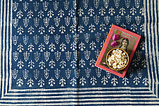 A finite infinity ❧ Indigo Dabu Block Printed Dhurrie ( 5 X 3 Feet )