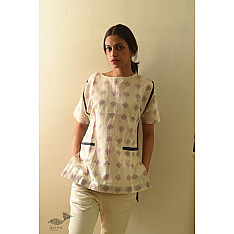 Off White Ikat Handloom Cotton Top