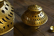 Ahar ✽ Brass ~ Kalash With Diya ( 8" x 7.5" x 7.5" )