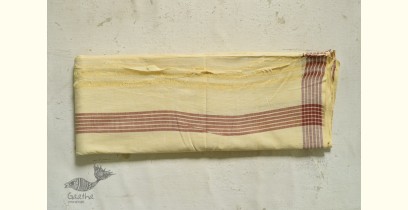Damodar . दामोदर ~ Handloom Cotton Dhoti & Khes - Off White with Brown Border