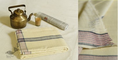 Damodar . दामोदर ~ Handwoven Cotton Dhoti & Khes in Off White Color with Border