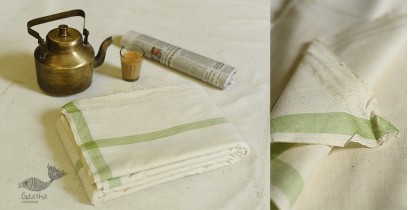 Damodar . दामोदर ~ Handwoven Cotton Dhoti & Khes in Off White Color with Simple Border