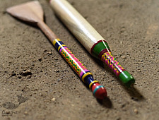 Rasoi | Handmade Wooden Kutch Lacquer Ladle (Rolling Pill + Turner) - 2