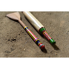 Rasoi | Handmade Wooden Kutch Lacquer Ladle (Rolling Pill + Turner) - 2