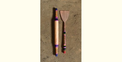 Rasoi | Wooden Kutch Lacquer Ladle (Rolling Pill & Turner) - 3
