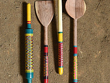 Rasoi | Handmade Wooden Kutch Lacquer Ladles { Set of Four } - 4