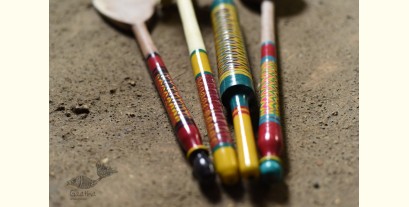 Rasoi | Handmade Wooden Kutch Lacquer Ladles { Set of Four } - 4