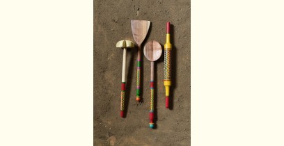 Rasoi | Wooden Kutch Lacquer Ladles ( Set of Four ) - 5