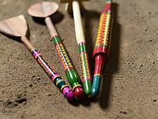 Rasoi | Handmade Wooden Utensils - Kutch Lacquer Ladles (Set of Four) - 6