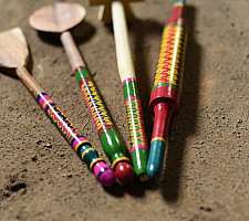 Rasoi | Handmade Wooden Utensils - Kutch Lacquer Ladles (Set of Four) - 6