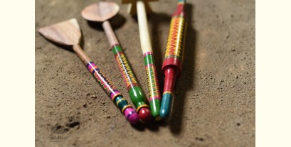 Rasoi | Handmade Wooden Utensils - Kutch Lacquer Ladles (Set of Four) - 6
