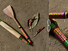 Rasoi | Handmade Wooden Kutch Lacquer Ladle (Rolling Pill + Turner) - 2