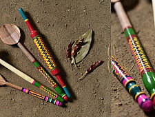 Rasoi | Handmade Wooden Utensils - Kutch Lacquer Ladles (Set of Four) - 6