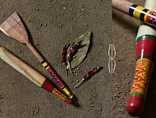 Rasoi | Wooden Kutch Lacquer Ladle (Rolling Pill + Turner) - 1