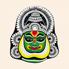 Mukhauta . मुखौटा : Handmade Chau Mask - Kathakali Face Mask Wall Hanging