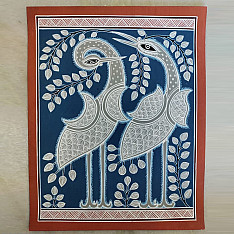 Mandana Art - Painting  | Peacock & Peahen ( 11 x 14 inch)