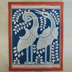 Mandana Art - Painting  | Peacock & Peahen ( 11 x 14 inch)