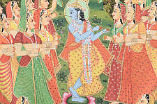 Antique Old Pichwai Painting - Krishna Sang Gopi