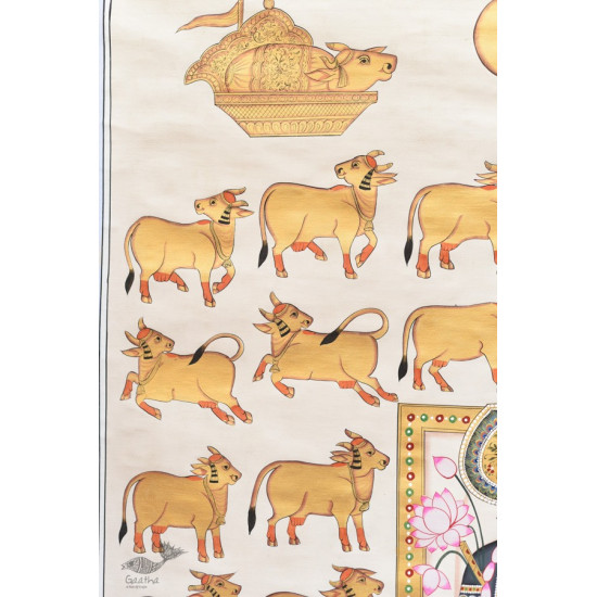 buy Traditional Pichwai Painting - Shrinathji With Golden Cows