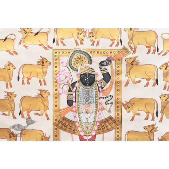 buy Traditional Pichwai Painting - Shrinathji With Golden Cows