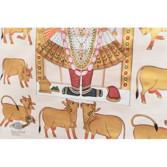 buy Traditional Pichwai Painting - Shrinathji With Golden Cows