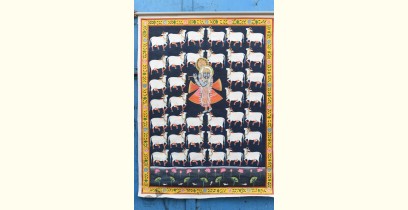 Pichwai Painting - Shrinathji & White cows