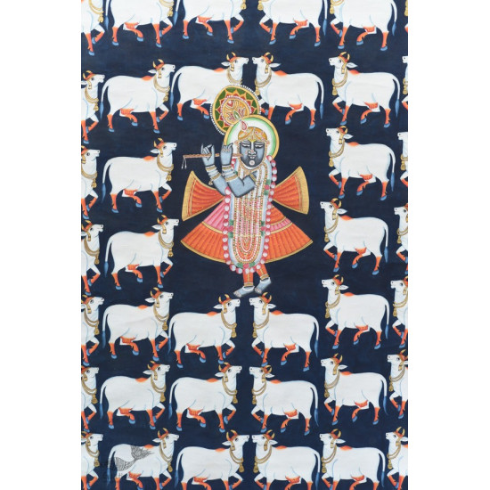 buy Traditional Pichwai Painting - Shrinathji & White cows