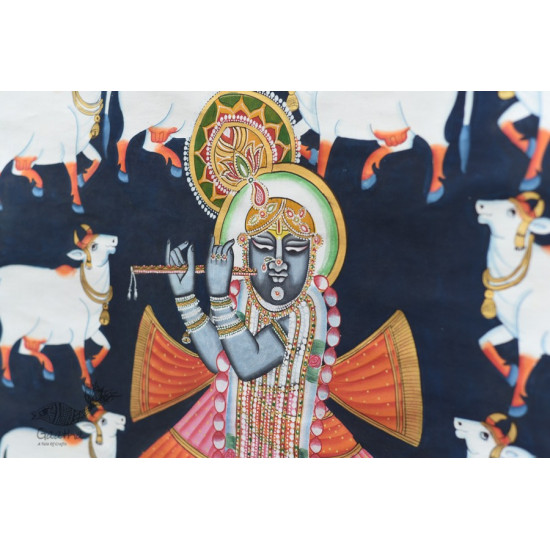 buy Traditional Pichwai Painting - Shrinathji & White cows