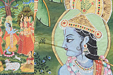 Antique Old Pichwai Painting - Krishna Sang Gopi