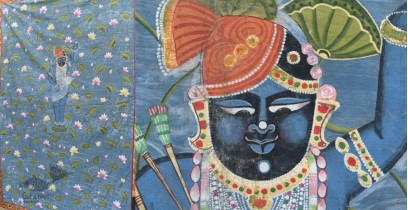 Antique Old Pichwai Painting - Shrinathji & Kamal Talaiya