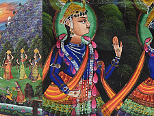 Old Antique Pichwai Painting - Krishna With Panihari