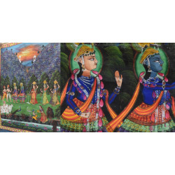 Old Antique Pichwai Painting - Krishna With Panihari