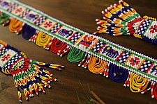 शुभ लाभ ⁂ Glass Bead  Temple ⁂ Temple Toran ( Set of Three ) new