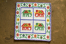 Shubh-Laabh . शुभ लाभ ⁂ Glass Bead Wall Hanging / Hathi Motif Chakda