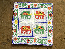 Shubh-Laabh . शुभ लाभ ⁂ Glass Bead Wall Hanging / Hathi Motif Chakda