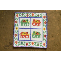 Shubh-Laabh . शुभ लाभ ⁂ Glass Bead Wall Hanging / Hathi Motif Chakda