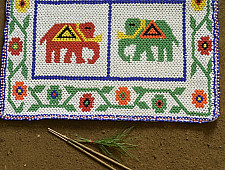 Shubh-Laabh . शुभ लाभ ⁂ Glass Bead Wall Hanging / Hathi Motif Chakda