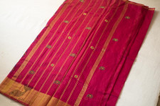 Ramaa . रमा | Hand Embroidered Chanderi Silk Saree - Rani Pink